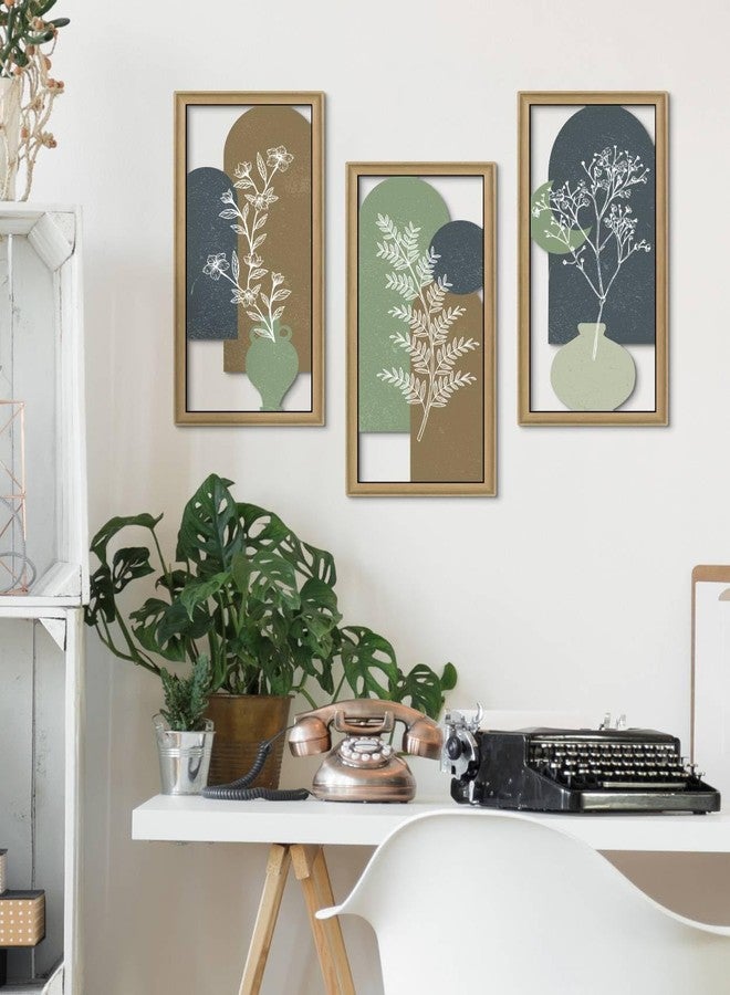 Putuo Decor Botanical Wall Decor Set of 3,Boho Plant Wall Art, Green Bohemian Abstract Wall Decor, Modern Neutral Wooden Frame Decor for Living Room Bedroom Office - Image 5